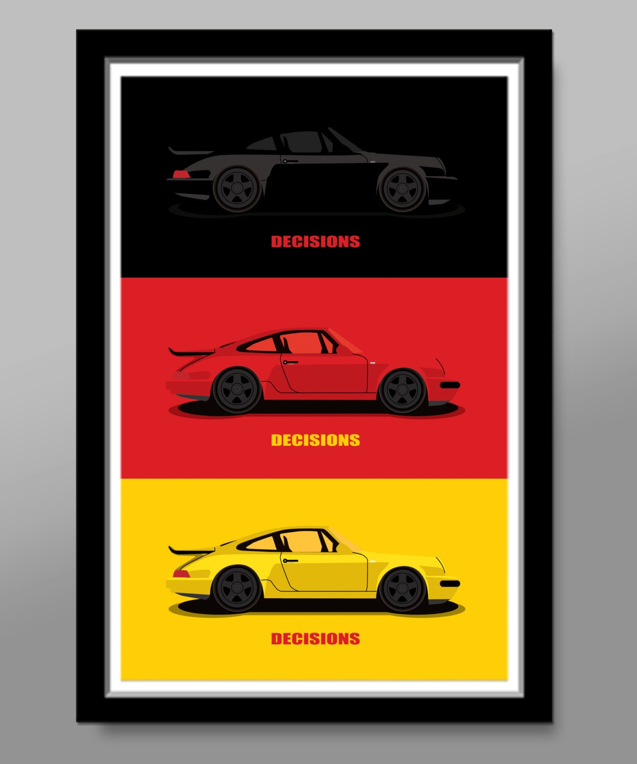 Air Cooled Inspired Porsche 911 Decisions Decisions Decisions - Colors Tribute - Poster 334 - Home Decor